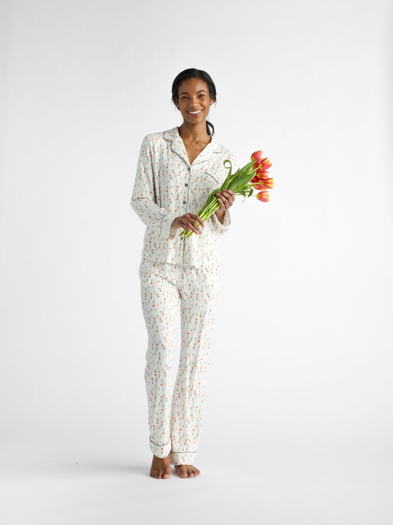 Women's Bamboo Stretch-Knit Long Sleeve Pajama Top