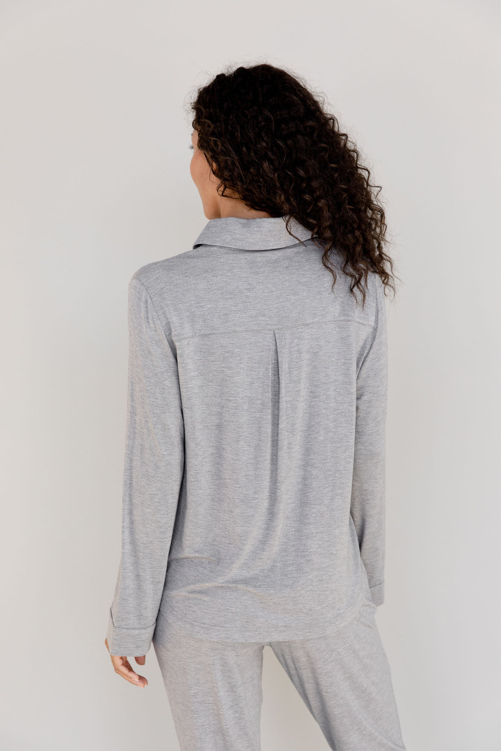 Women's Bamboo Stretch-Knit Collared Long Sleeve Button Down - Last Chance