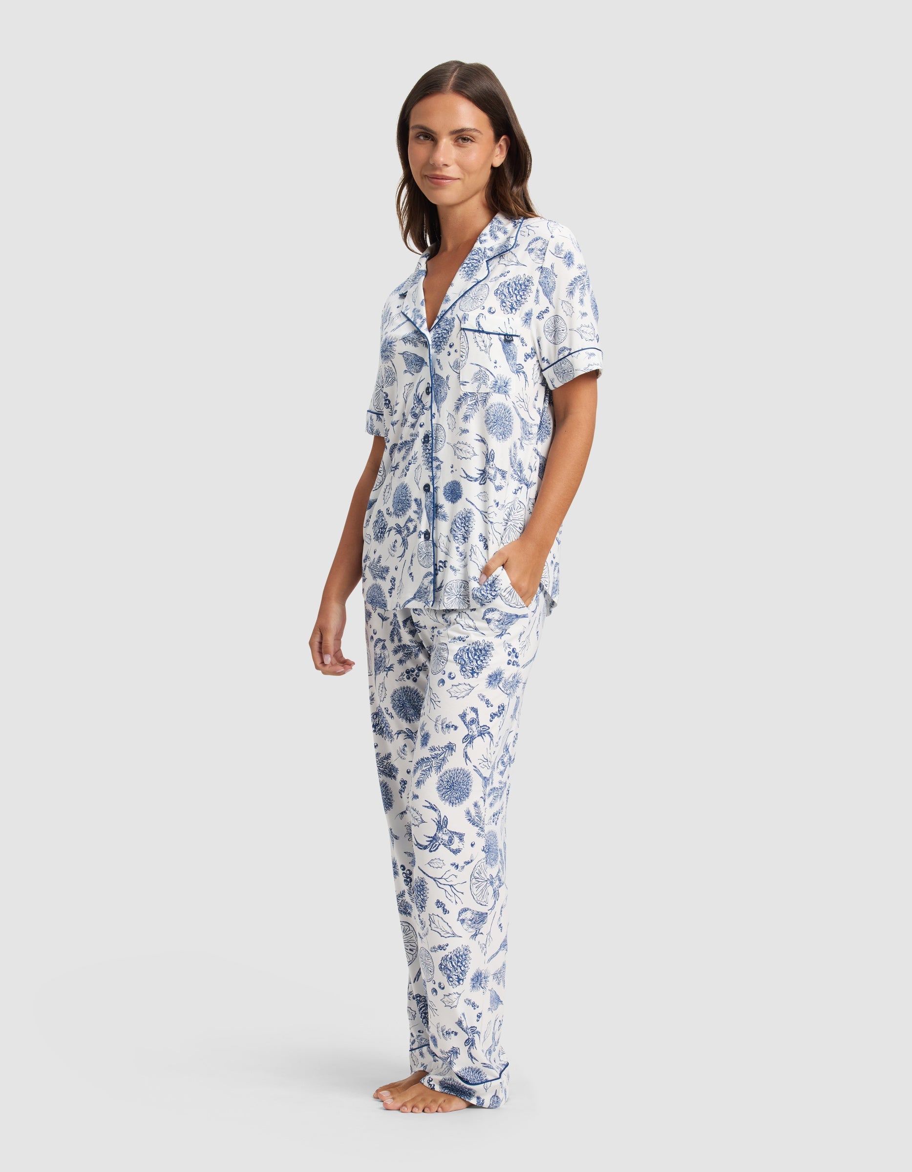 Women's Bamboo Stretch-Knit Short Sleeve & Pant Pajama Set