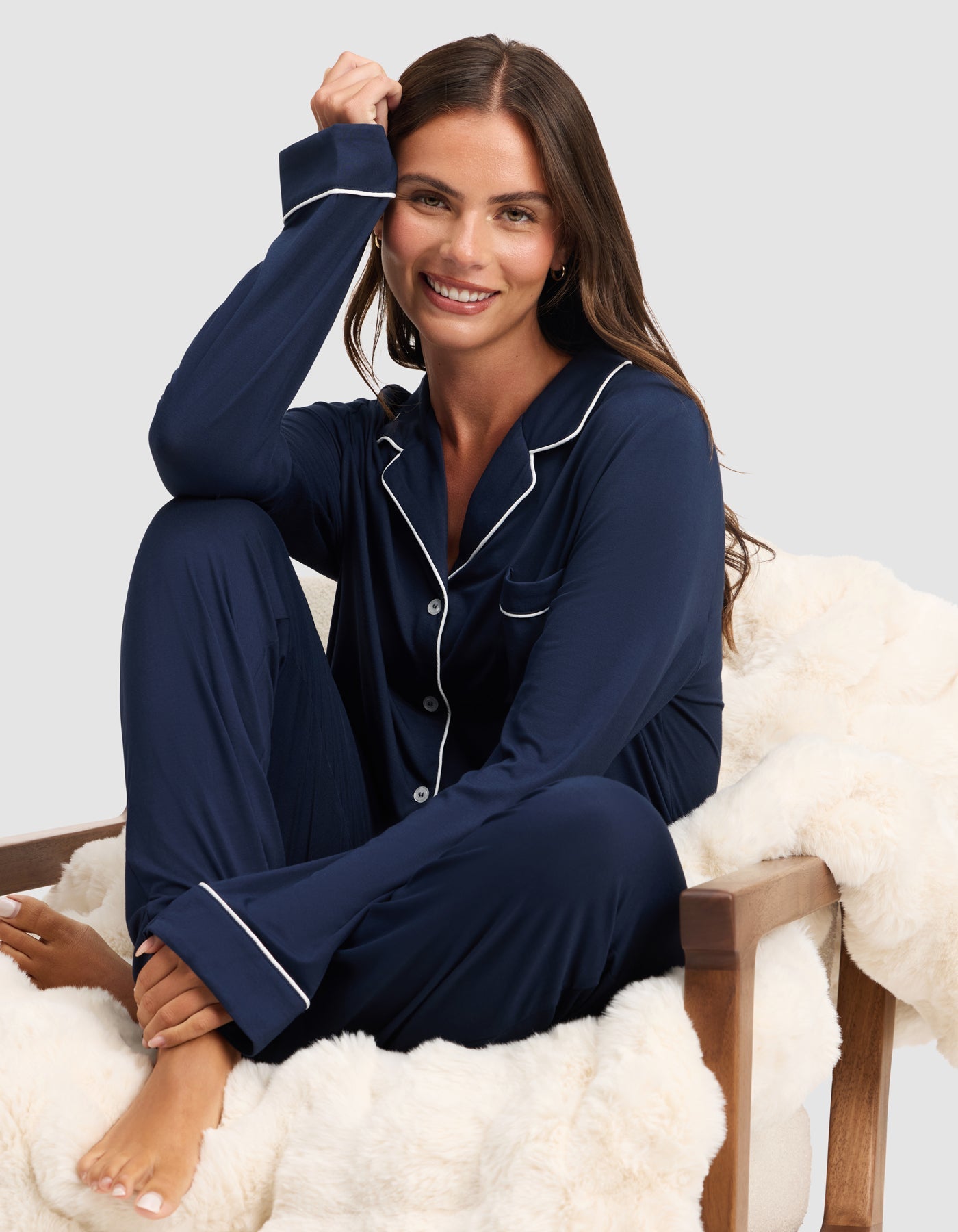 Women's Bamboo Stretch-Knit Long Sleeve Pajama Top