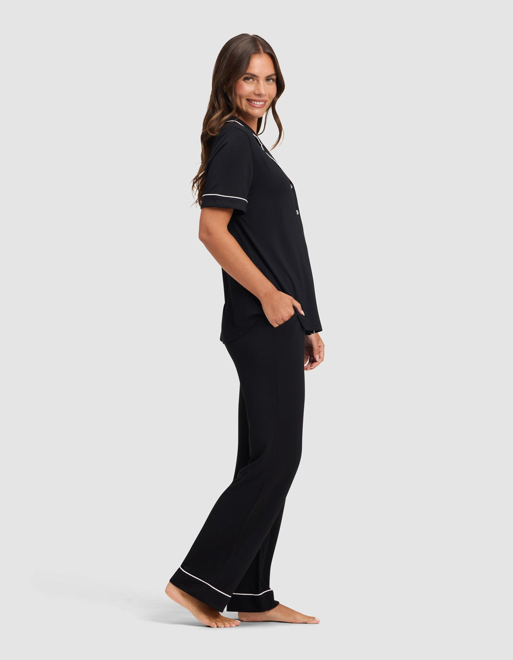 Women's Bamboo Stretch-Knit Short Sleeve & Pant Pajama Set