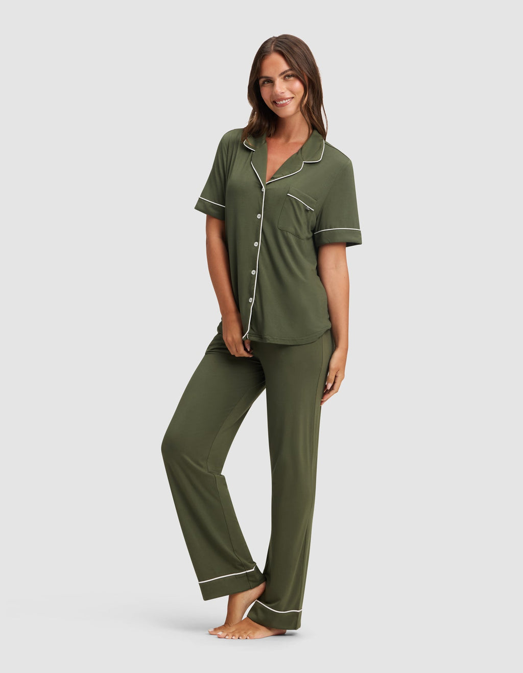 Women's Bamboo Stretch-Knit Short Sleeve & Pant Pajama Set